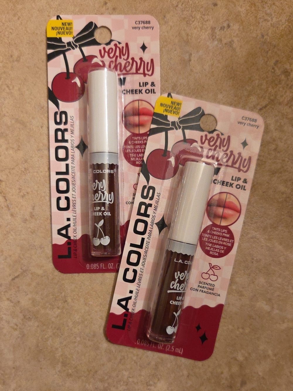2 L.A. Colors Very Cherry Lip & Cheek Oil
